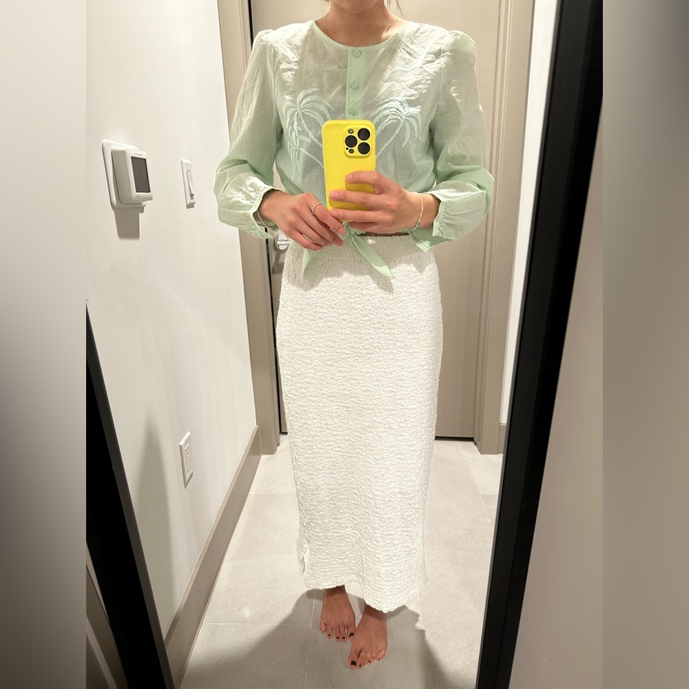 & Other Stories Jade / Mint Palm Tree Blouse US 4 / Small very thin materials